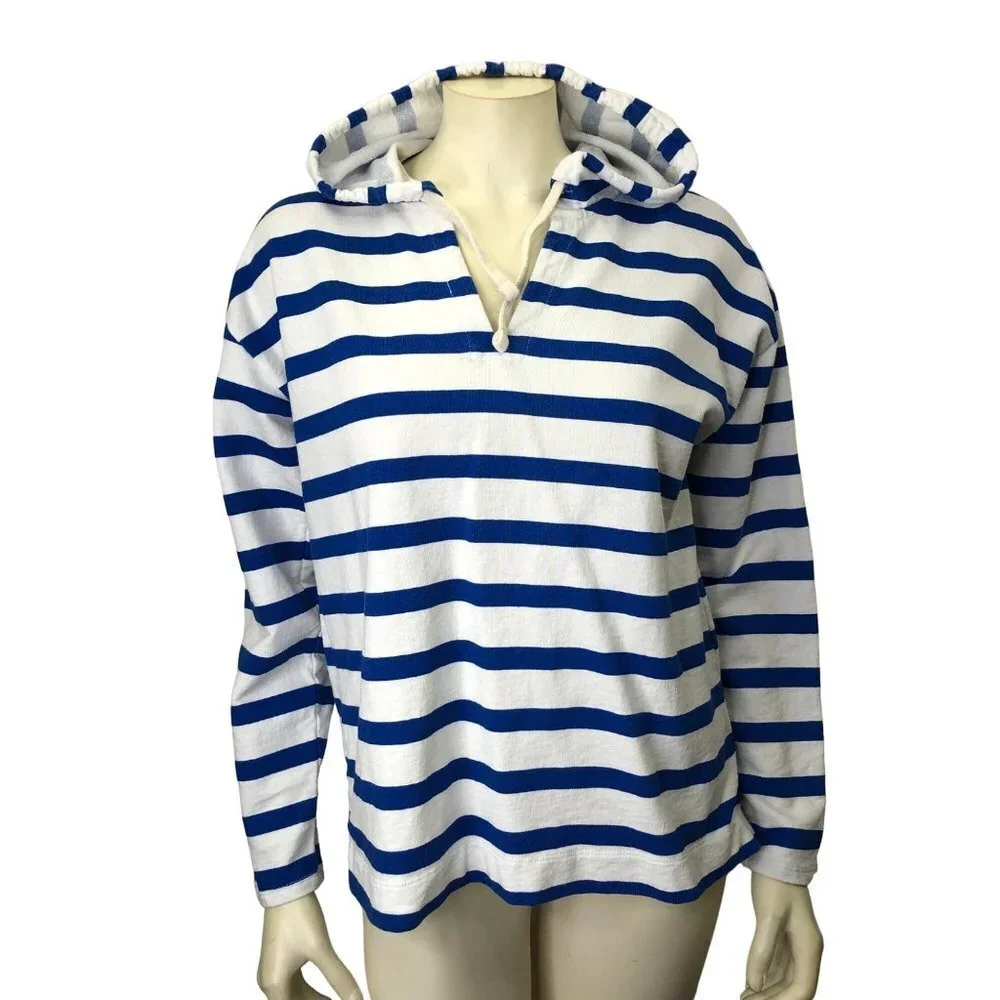 J CREW‎ WOMEN  STRIPE HOODED SWEATSHIRT MD